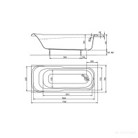 XWP357000N Ванна акрилова прямокутна SENSA 170x70 см, біла, без ніжок (1 сорт)