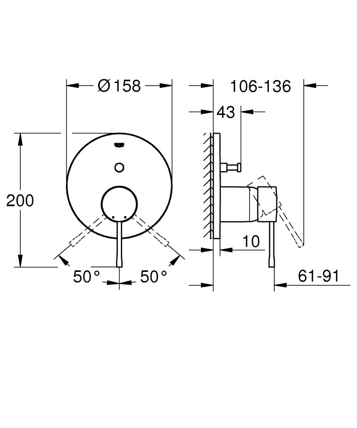 24167KF1 Essence Зовнішня частина змішувача для душу, чорний (1 сорт) GROHE фото 1