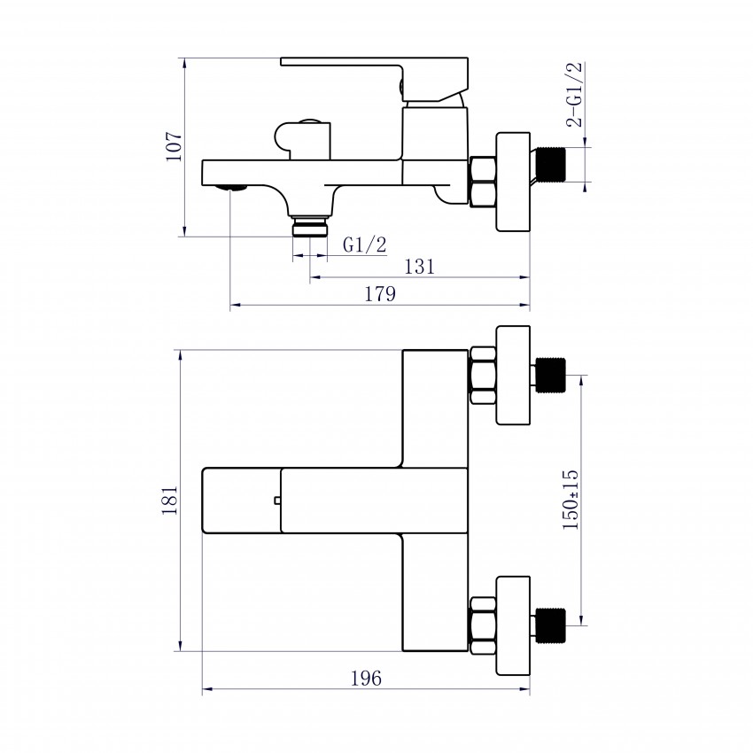 Змішувач для ванни Gemini (з душовим гарнітуром) QTGEM259BLM45682 Black Matt Qtap QTAP фото 1