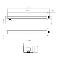 Кронштейн для верхнього душу Trubice 400 мм прямокутний QTTRU120CRM45928 Chrome Qtap QTAP фото 1