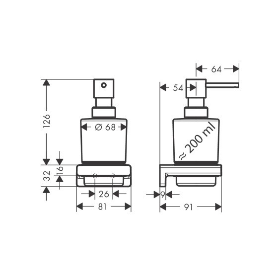 41745670 Дозатор д/рідкого мила, чорний матовий (1 сорт) HANSGROHE фото 1