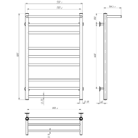 AL500800 ALLROUND Рушникосушарка водяна П9 500х800 з нержавійки, колір хром (1 сорт) DEVIT