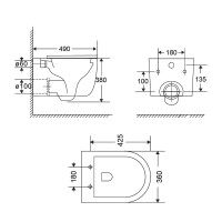 Qtap Taurus унітаз підвісний Ultra Quiet сидіння Slim Duroplast/ Soft-close/ Quick relase 490х360х380 мм MATT BLACK QTAP фото 1