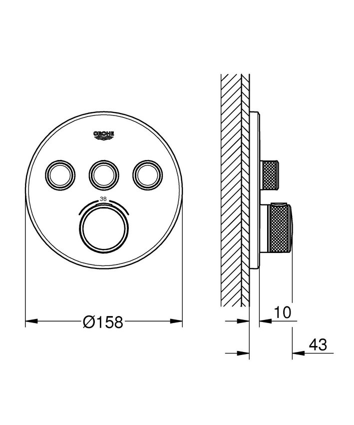 29508KF0 Grohtherm SmartControl Зовнішня частина термостату прихованого монтажу на 3 споживачі, чорний (1 сорт) GROHE фото 1