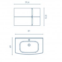 C0073311 (126477+123067) Тумба WAVE 80 на 2 ящики, білий матовий + раковина керамічна Trend (1 сорт) ROYO фото 1