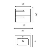 C0072604 (125617+126222) Тумба VITALE 60 на 2 ящики, білий + раковина керамічна Slim, білий глянець (1 сорт) ROYO фото 4