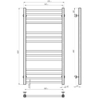 OV5001000EBS OVALE Рушникосушарка електрична П14 500х1000 з нержавійки, колір чорний матовий (1 сорт) DEVIT