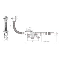 Сифон для ванни LW04 (6003V00202) випуск 70 мм, автоматичний (Click-Clack), плоский, з ревізією (вихід гофра 40/50мм) Lidz LIDZ фото 1