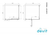 FEN2223G COMFORT Кабіна душова, квадр., 100х100, без піддона, скло сіре (1 сорт) DEVIT фото 1