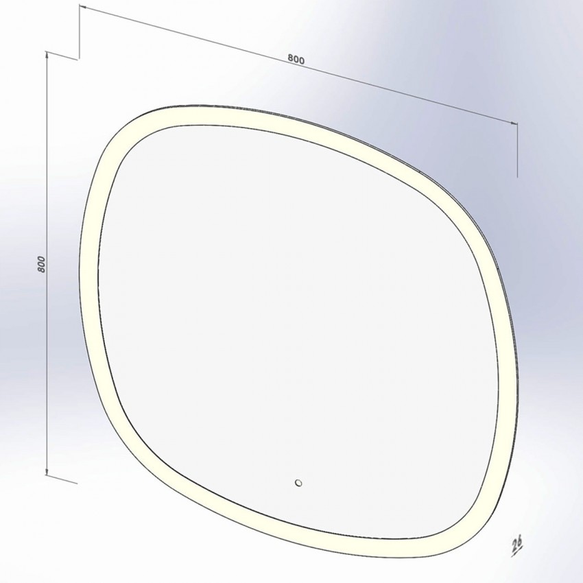 4408080 Ovale Дзеркало 800х800 з тачсенсором, LED підсвідкою та підігрівом (1 сорт) DEVIT фото 2