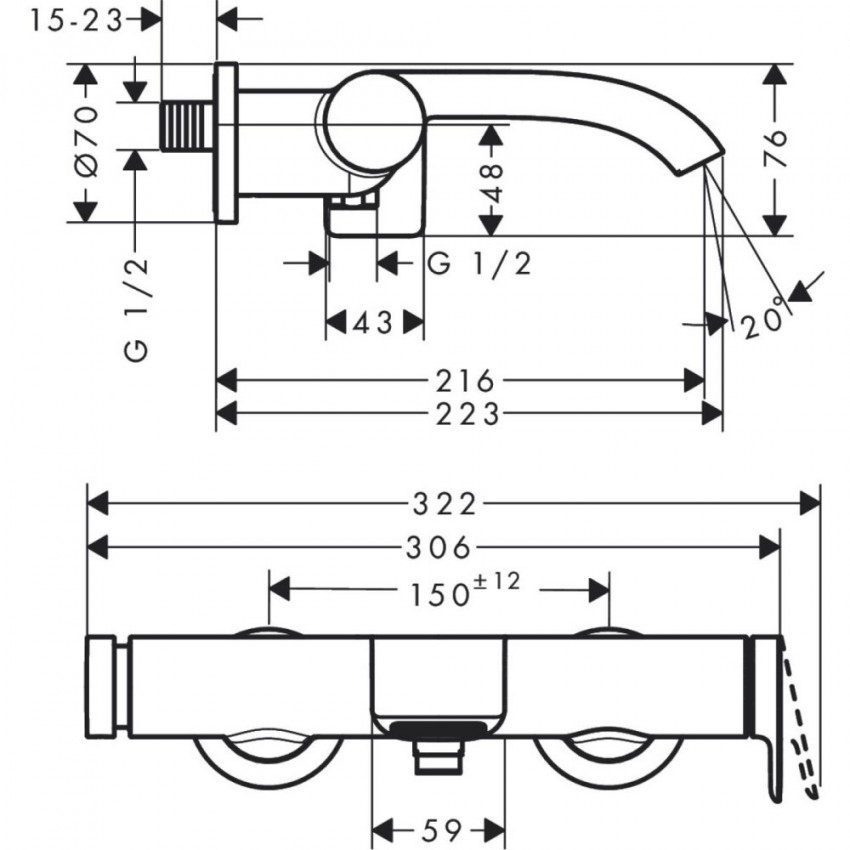 75420000 Vivenis Змішувач для ванни, хром (1 сорт) HANSGROHE фото 2