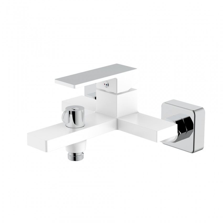 Змішувач для ванни Gemini (з душовим гарнітуром) QTGEM259CRW45683 Chrome/White Qtap QTAP