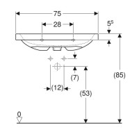 501.848.JT.1 iCon Light Раковина 75 см, з 1 отв.під зміш., з переливом, колір білий матовий (1 сорт) GEBERIT фото 3