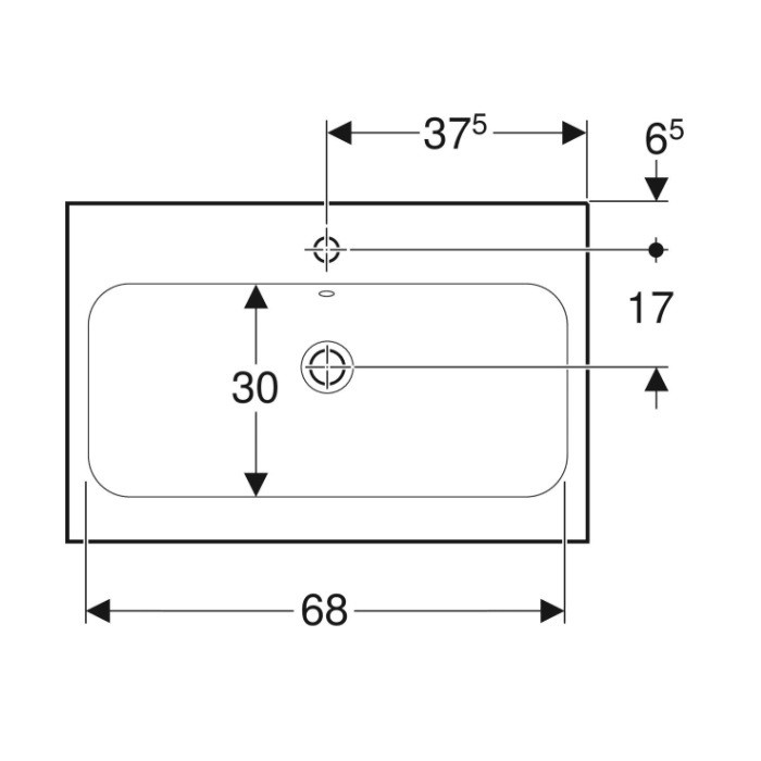 501.848.JT.1 iCon Light Раковина 75 см, з 1 отв.під зміш., з переливом, колір білий матовий (1 сорт) GEBERIT фото 2