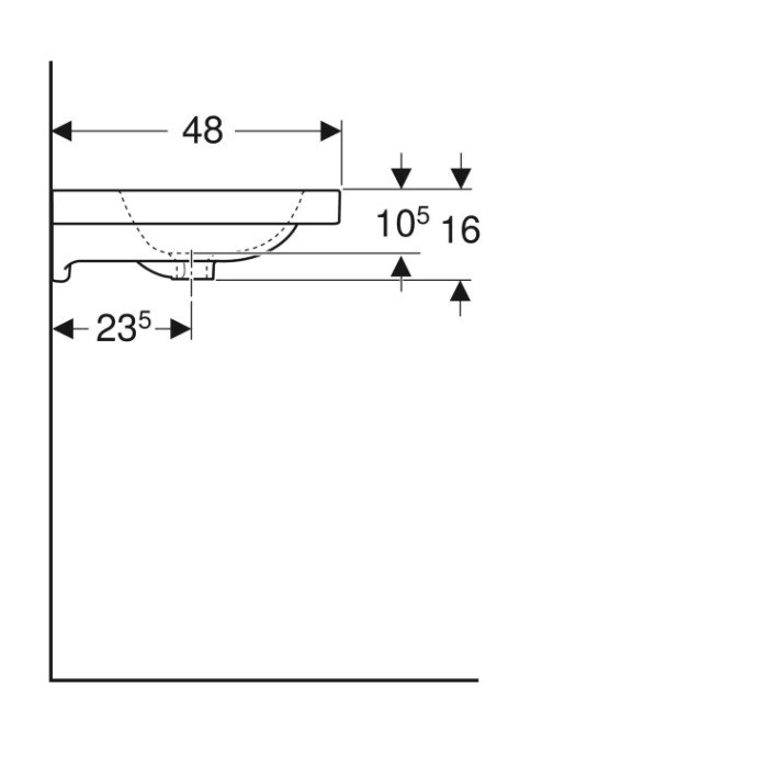 501.848.JT.1 iCon Light Раковина 75 см, з 1 отв.під зміш., з переливом, колір білий матовий (1 сорт) GEBERIT фото 4