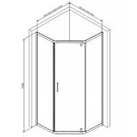 W90UG-405-090BT Душ. кабіна Gem 5-corner Pivot 90x90 скло прозоре, профіль чорний мат, без піддону (1 сорт) AM.PM фото 1