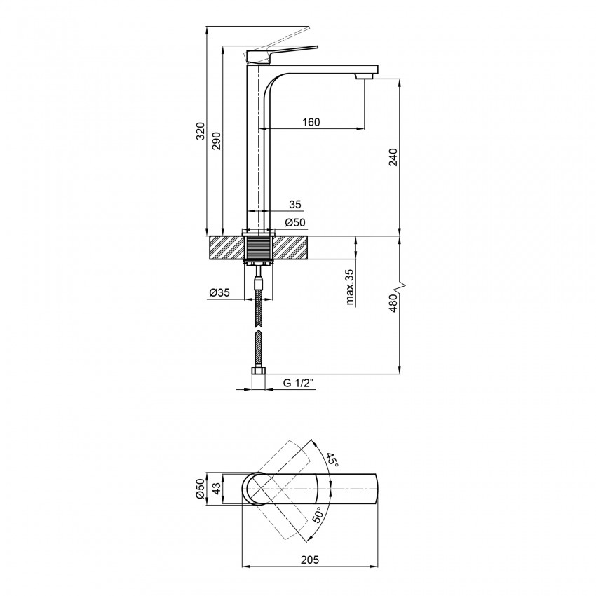 Змішувач для раковини Slavonice високий QTSLV10H42103C Chrome Qtap QTAP фото 1