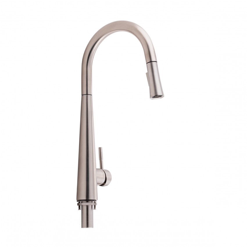 Змішувач для кухні Evicka з висувним виливом QTEVI91103UN Brushed Nickel PVD Qtap QTAP