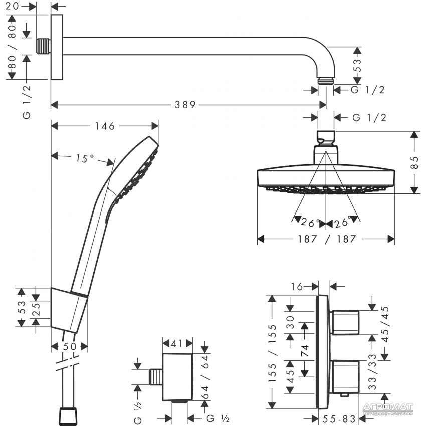 27294000 Croma Select E Душовий комплект (1 сорт) HANSGROHE