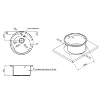 Мийка для кухні (BLM-14) D510/200 Lidz LIDZ фото 1