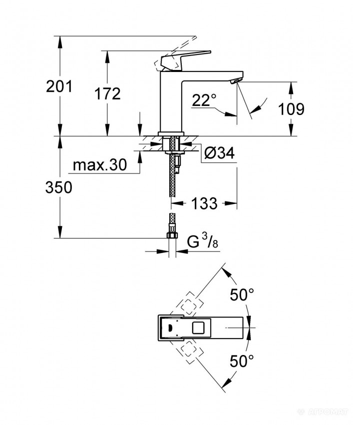 23446000 Eurocube Змішувач для раковини (1 сорт) GROHE