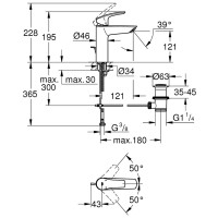 233222433 Eurosmart Одноважільний змішувач для раковини M-Size з донним клапаном, чорний матовий (1 сорт) GROHE фото 3