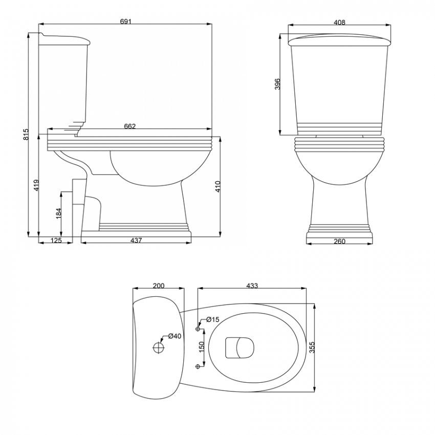 8190016 ANTIQUE Компакт+кришка soft close (3уп) (1 сорт) PRIMERA