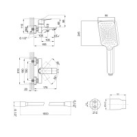 Комплект Qtap Nihonto: Змішувач для ванни QTNH3022101DCB + Душовий комплект (QT054BL43074+QTRUC125BLM45780+QT829910842854OB) QTAP фото 1