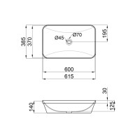 Раковина Scorpio врізна прямокутна без донного клапана 610х380х150 мм White Qtap QTAP фото 1