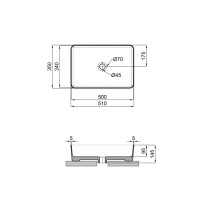 Раковина Tern накладна прямокутна без донного клапана 500х350х145 мм Matt Black Qtap QTAP фото 1