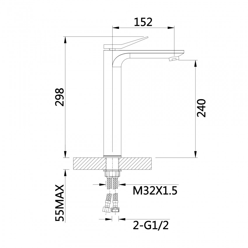 Змішувач для раковини Presto високий QTPRE269GRP45582 Graphite Qtap QTAP фото 1