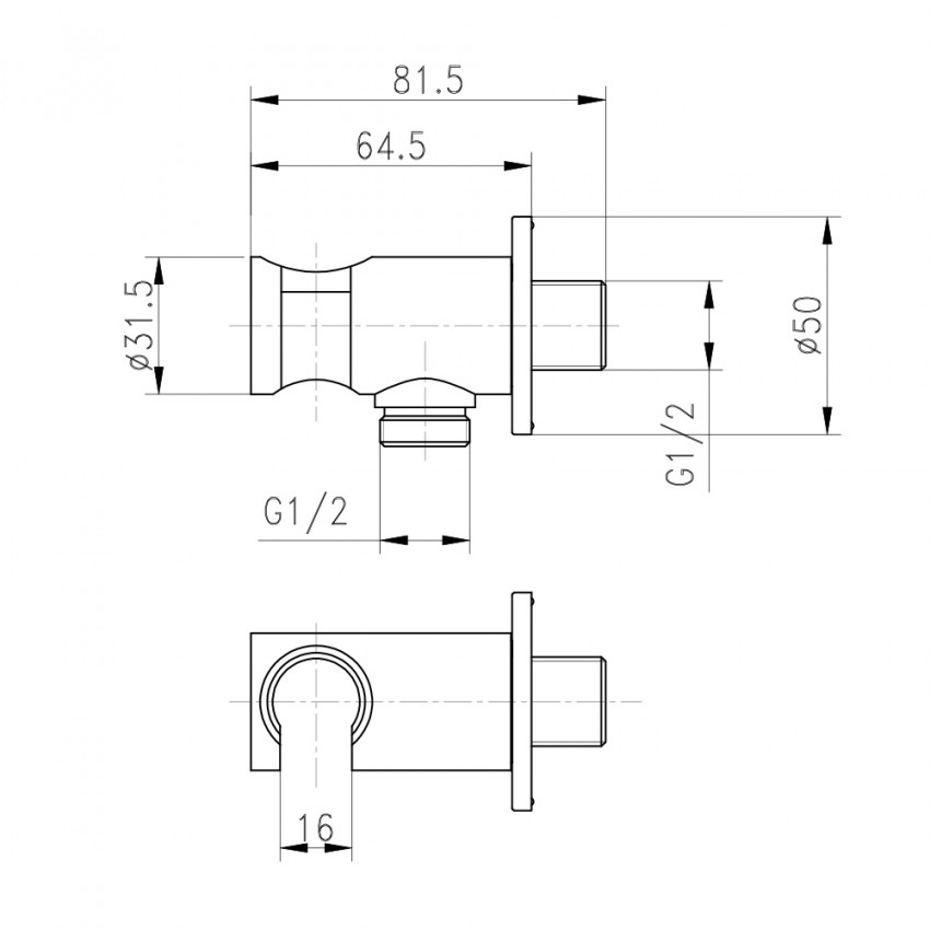 Підключення з тримачем для шланга Spojeni округле QTCRMBH030 Chrome Qtap QTAP фото 1