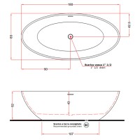 V308BL CAREZZA Ванна зі штучного каменю 180 x 85 x 52h +сифон Crias400S51 NEU, білий (1 сорт) TREESSE фото 3