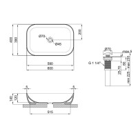 Комплект Qtap Robin: Раковина накладна прамокутна 610x400x145 мм White + Донний клапан PU02 QTAP фото 1