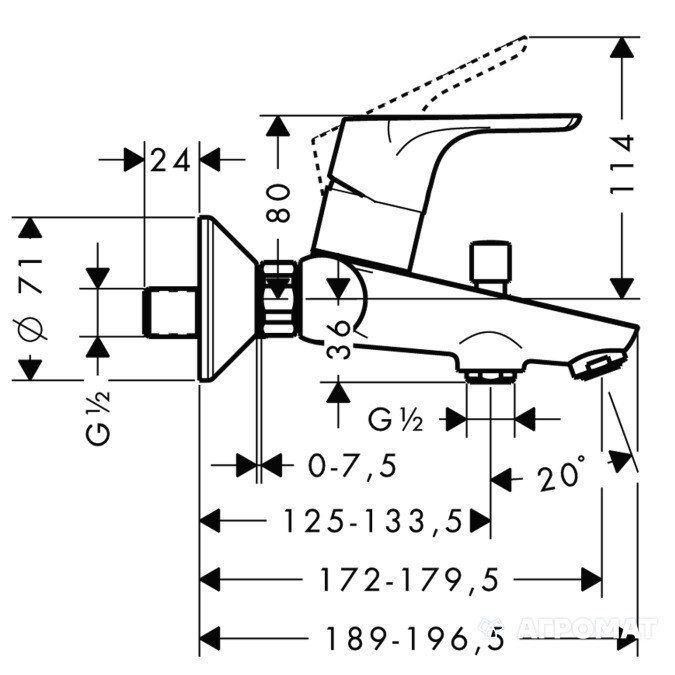 31940000 Focus E2 Змішувач д/ванни (1 сорт) HANSGROHE