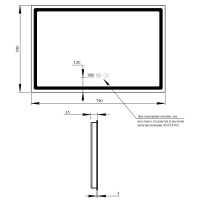 Дзеркало Mideya (DC-F906) настінне прямокутне з LED-підсвічуванням Touch, з антизапотіванням, з годинником, димером, рег. яскравості 800х600 мм Qtap QTAP фото 1