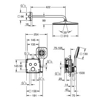 34865000 GRT SmartControl Душова система на 2 виходи, квадратна, 310 (1 сорт) GROHE фото 3