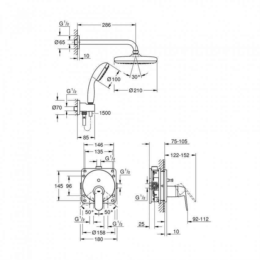 25219001 Eurosmart Cosmopolitan душова система (1 сорт) GROHE фото 2