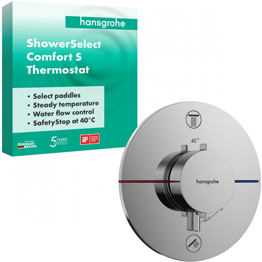 15554000 HG ShowerSelect Comfort S Зовнішня частина термостата на 2 споживачі, хром (1 сорт) HANSGROHE фото 3