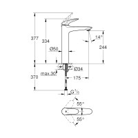 23719003 Eurostyle Solid великий змішувач для раковини, хром, XL (1 сорт) GROHE фото 1