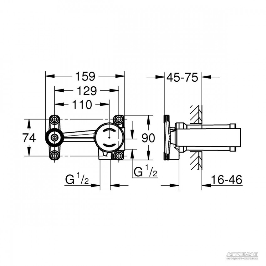 23571000 Внутрішня частина змішувача зі стіни (1 сорт) GROHE фото 1