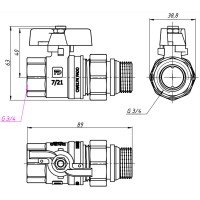 KA2 Кран кульовий зі згоном FADO New PN40 20 3/4 (1 сорт) FADO фото 2