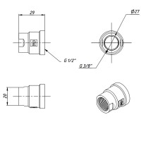 M13C Хром FADO Муфта редукційна 1/2x3/8 (1 сорт) FADO фото 1