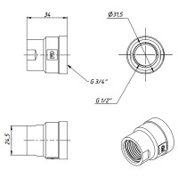 M14C Хром FADO Муфта редукційна 1/2x3/4 (1 сорт) FADO фото 1