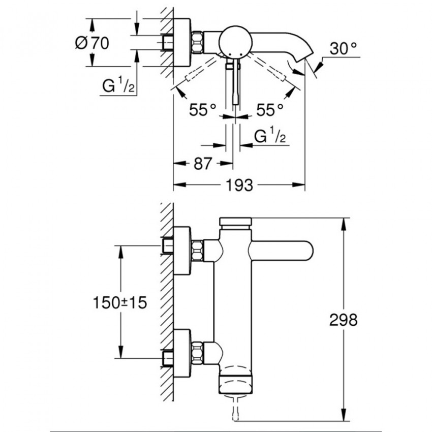 25250KF1 Essence NEW Змішувач для ванни, чорний (1 сорт) GROHE фото 1