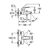 333002433 Eurosmart Змішувач для ванни, чорний матовий (1 сорт) GROHE фото 2