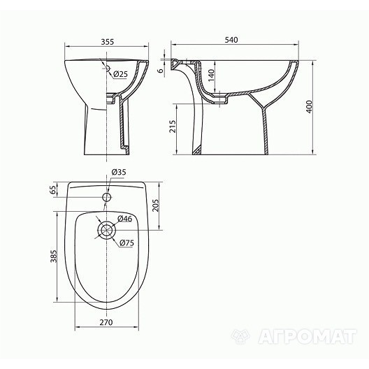 L75000000 FREJA Біде підлогове (1 сорт) KOLO