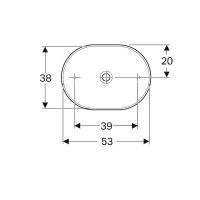 500.774.01.2 VariForm Умивальник еліптичний, вставний на столешню, 55х40см, без отвору, без перелива, білий (1 сорт) GEBERIT фото 3