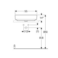 500.774.01.2 VariForm Умивальник еліптичний, вставний на столешню, 55х40см, без отвору, без перелива, білий (1 сорт) GEBERIT фото 4