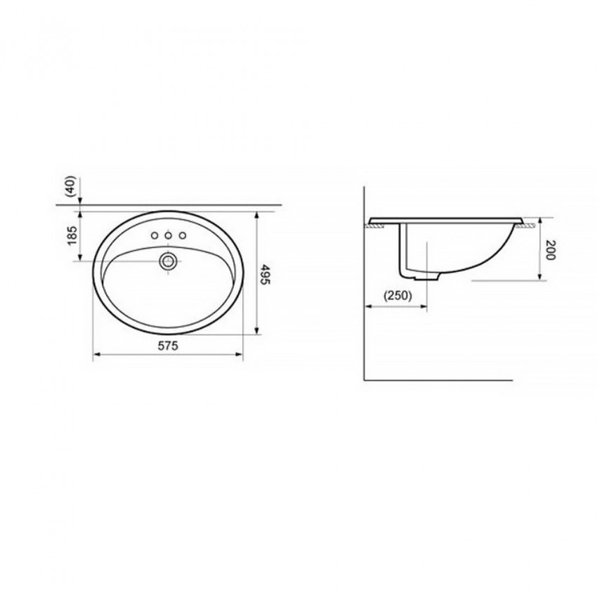 1511136 OVALE Раковина на стільницю без донного клапана 575х495x200 (1 сорт) DEVIT фото 1